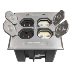 THORSMAN TH-CPA-CD – Caja de Piso Empotrable / Tapa Abatible Aluminio / Energía 127 V + Datos Voz/Datos / 2 Contactos 15A / 2 Módulos Keystone / Interior