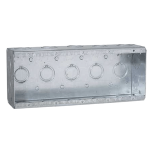 RACO HUB-694 – Caja Multigang / 5 Gang / Profundidad 2.5 in / 19 Entradas 1/2"-3/4" / Capacidad 79.5 cu. in / Acero Galvanizado