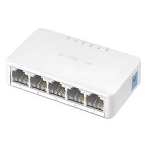 Mercusys MS105 – Switch de Escritorio / 5 Puertos 10/100 Mbps / Capacidad de Conmutación 1 Gbps / Sin Ventilador / Plug and Play