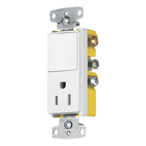 HUBBELL HUB-RCD-108W – Combinación de Contacto y Apagador Decorador / 15A / 125V / 1 Polo / Interior Seco
