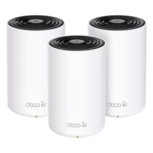 TP-LINK DECOXE75-3PACK – Sistema Mesh Wi-Fi / Wi-Fi 6E AX5400 / Triple Banda / 3 Nodos / 3 Puertos Gigabit WAN/LAN Auto-Detección / 4 Antenas Internas / Administración por App