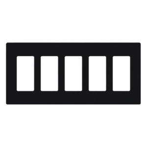 LUTRON ELECTRONICS CW5BL – Placa de pared Claro / 5 gangs / screwless / 259 x 119 mm / perfil 7.6 mm / acabado brillante negro / estilo Designer