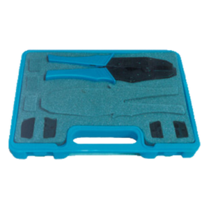 RF INDUSTRIES,LTD RFA-4005 – Kit de Pinzas / 2 Juegos de Mordazas Intercambiables / Conectores de Anillo Plegable / Estuche de Plástico / AWG 22-8