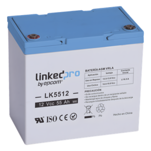 LINKEDPRO BY EPCOM LK5512 – Batería de Respaldo AGM-VRLA / 12 V / 55 Ah / Vida Útil 5 Años / Terminales T2 / Certificación UL