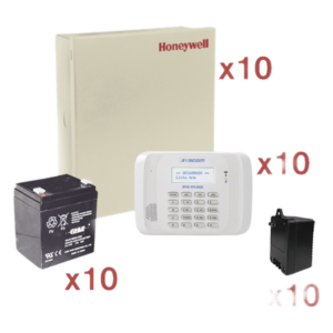 HONEYWELL HOME RESIDEO VISTA48-KIT10 – Kit de 10 paneles VISTA-48LA / 8 zonas cableadas + 40 inalámbricas c/u / teclado 6162RF / batería y transformador incluidos / sin comunicador
