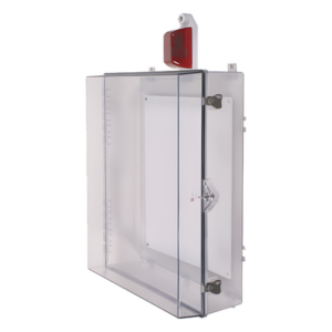 STI STI-7554 – Gabinete de Policarbonato / Sirena-Estrobo Rojo / 32 Tonos / 85-100 dB / Cerradura con Llave / 502x629x186 mm / 1.65x2.06x0.61 ft / NEMA 4X / UL