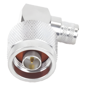 RF INDUSTRIES,LTD RFN-1009-I – Conector Coaxial N Macho / Ángulo Recto / Anillo Plegable / Cables LMR-400 y Equivalentes / Cuerpo Bronce Plateado / Contacto Oro / Aislante Teflón