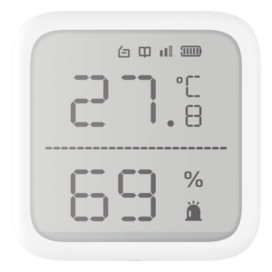 HIKVISION DS-PDTPH-E-WB – Detector Inalámbrico de Temperatura y Humedad / Rango -35°C a 99°C con Sonda / Alcance 800 m (2624.7 ft) / Cifrado AES-128 / Diseño Compacto 2.7" / Interior