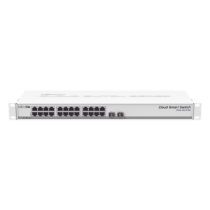 MIKROTIK CSS326-24G-2S+RM – Cloud Smart Switch / 24 Puertos Gigabit / 2 Puertos SFP+ 10G / 1U Rackmount / -40°C a +70°C / 19W / 1.44 ft x 0.47 ft x 0.14 ft
