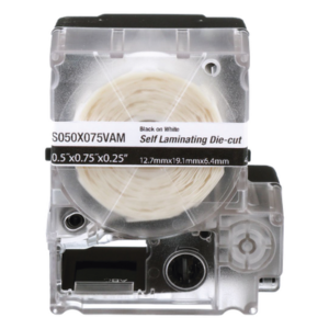 PANDUIT S100X075VAM – Casete de Etiquetas Autolaminadas / 300 Unidades / 0.75 x 1 Pulgadas (19.1 x 25.4 mm) / Cables 2-4 mm / Área de Impresión Blanca