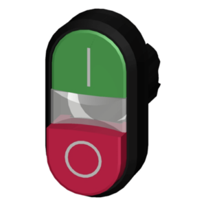 SIEMENS 3SU10003BB420AK0 – Botón Doble Tipo Domino / 22 mm / IP69K / Verde-Rojo / Indicación I/O / Plástico