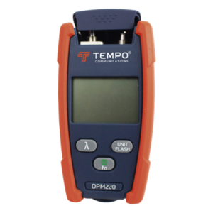 TEMPO OPM-220 – Medidor de Potencia Óptica / Rango -50 a +26 dBm / VFL 650 nm hasta 4 km / 6 Longitudes de Onda / Detección de Tono 270 Hz-2 kHz / Entrada Universal 2.5 mm