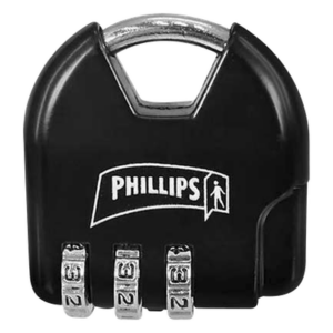 PHILLIPS-ASSA ABLOY MX2320 – Candado de Combinación Ajustable / Cuerpo Metálico / Liberación Lateral / Uso Ligero / Colores Rojo, Negro y Natural