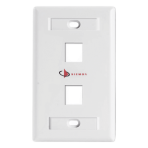 SIEMON KFP-S-02-02S – Placa de Pared Keystone / 2 Salidas / Color Blanco / Compatible con Jacks Z-MAX y MAX