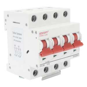 EPCOM POWERLINE FPV634PC16 – Protector Termomagnético DC / 4 Polos / 16 A / 1000 Vcc / Curva C / 6 kA / Montaje Riel DIN