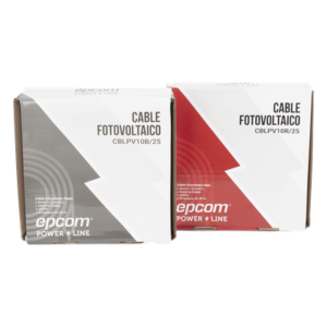 EPCOM POWERLINE KIT2CBLPV10RB/25 – Kit Cable Fotovoltaico / 2 Rollos 25 m (82 ft) / 10 AWG 6 mm² / 1000/2000 V / -40°C a 120°C / Rojo/Negro