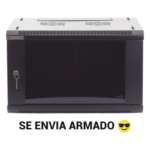 PRECISION PSTC-06-645-BDG – Gabinete de Pared / 6UR / 450mm (1.48 ft) Profundidad / Cristal Templado / 60kg Carga / Acero Negro