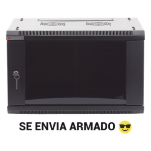 PRECISION PSTC-06-645-BDG – Gabinete de Pared / 6UR / 450mm (1.48 ft) Profundidad / Cristal Templado / 60kg Carga / Acero Negro