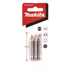 MAKITA B-25884 – Punta plana para atornillar / 4-5 x 50 mm / Zanco hexagonal 1/4" / Forma E / Blíster 3 piezas