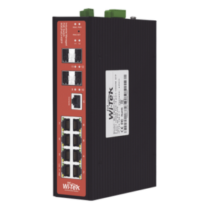 WI-TEK WIPMS312GFIV2 – Switch PoE Industrial Administrable / 8 Puertos Gigabit + 4 SFP / PoE Mixto 24V/48V / 802.3af/at/bt 60W / Protección 8kV / Riel DIN / -40°C a 80°C