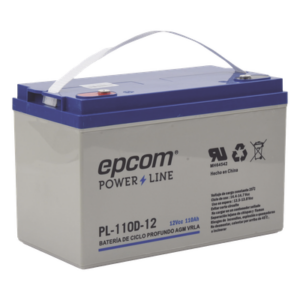 EPCOM POWERLINE PL-110-D12 – Batería 12 Vcc / 110 Ah / Ciclo Profundo / AGM-VRLA / Uso en Aplicación Fotovoltaica /Terminales Tipo Tornillo HEX M6