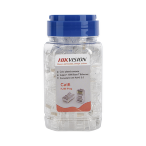 HIKVISION DS-1M6UA-15U – Bote de Conectores RJ45 / Cat 6 / Chapado en Oro 15 μm / UTP / 24 AWG / 100 Piezas / Sin Blindaje / Uso Interior
