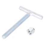 SYSCOM TOWERS SAB-30 – Ancla para base triangular / Varilla roscada 3/4' / ASTM-36 Cal. 16 / Galvanizado electrolítico / 18 cm varilla / 12 cm travesaño