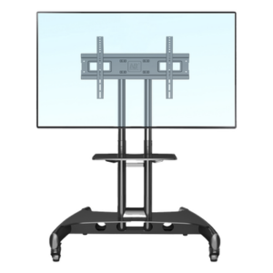 NB-EPCOM AVA1500601PNB – Soporte Móvil para Pantalla / 32" a 75" / Carga 45.5 kg (100 lbs) / VESA 200x200 a 600x400 mm / Altura Ajustable 1120-1520 mm (3.67 a 4.99 ft) / Base para Accesorios / 4 Ruedas 360°