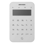 HIKVISION DS-PK1-LT-WB – Teclado Inalámbrico / Pantalla Táctil LCD / Armado y Desarmado / Control de Relevadores / AES-128 / 433 MHz