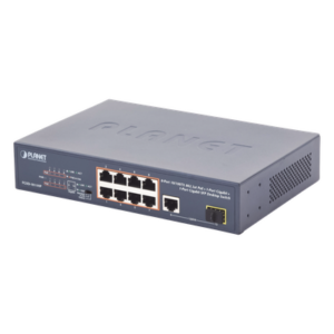 PLANET FGSD-1011HP – Switch no Administrable 8 puertos 10/100 PoE 802.3af/at 135W, 1 puerto Uplink 10/100/1000 y 1 SFP 100/1000 para escritorio