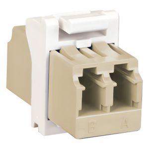 SIEMON MX-F1-LC-02C – Módulo Acoplador de Fibra Óptica / LC Duplex / 2 Fibras / Monomodo y Multimodo / Diseño Plano / Color Blanco