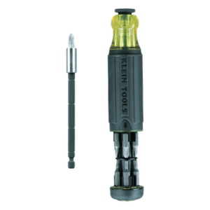 KLEIN TOOLS 32303 – Desarmador multipunto / Longitud ajustable / 14 en 1 / Barra de impacto removible / Cushion-grip