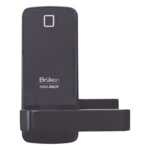 BRUKEN ASSA ABLOY BRK3551 – Cerrojo Electrónico con Manija / Lector de Huella y Tarjeta / Teclado Digital / 99 Usuarios / Puerta Vidrio 12 mm / 6 V (4 Baterías AA)