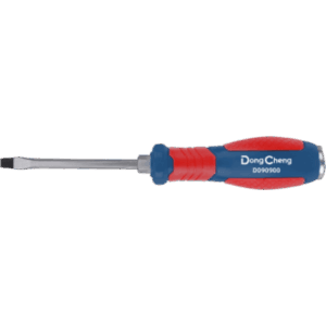 DONGCHENG D090900 – Destornillador Plano de Golpe / Punta 6 × 100 mm / Acero Cr-V / Mango Ergonómico Bicolor / Punta Magnetizada