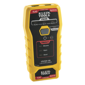 KLEIN TOOLS VDV526-100 – Probador de Cables de Red / Prueba Cat3, Cat5e, Cat6/6a / Transmisor Remoto Integrado / LED de Estado / Batería 9V 80 h / 116 g