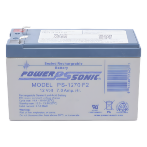 POWER SONIC PS-1270-F2 – Batería de Respaldo AGM/VRLA / 12V / 7.0 Ah / Terminales F2 / 5 Años Vida Útil / Certificación UL