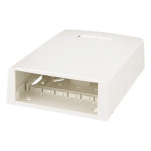 PANDUIT CBXF12IW-AY – Caja de Montaje en Superficie / 12 Puertos Mini-Com / Almacenamiento 24 m (78.7 ft) de Fibra / ABS RoHS / 120 x 46.1 x 170.1 mm