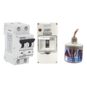 EPCOM POWERLINE PL40ACD – Kit de Protección DC Fotovoltaico / Breaker 800 VCC 40 A / Supresor de Descargas / Varistor Óxido de Silicio / Tiempo de Respuesta 5 ns / 2 Polos