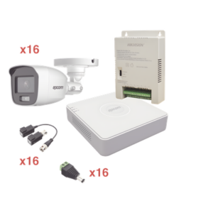 EPCOM KE1080PL/16BCA – Kit TurboHD / 1080p Lite / DVR 16 Canales / 16 Cámaras Bala / 2.8 mm / ColorVu 20 m (65.6 ft) / Audio Integrado