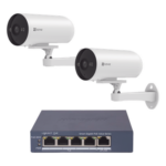 EZVIZ CS-H5/3MP/POE/KS2 – Kit de Videovigilancia PoE / 2 Cámaras IP 3 Megapixel / Switch 4 Puertos PoE+ Gigabit / Visión Nocturna a Color / IP67 / Audio Bidireccional / Luz y Sirena