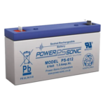 POWER SONIC PS612-F1 – Batería de Respaldo AGM/VRLA / 6V / 1.2 Ah / Terminales F1 / 5 Años Vida Útil / Reconocida UL