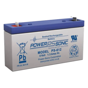POWER SONIC PS612-F1 – Batería de Respaldo AGM/VRLA / 6V / 1.2 Ah / Terminales F1 / 5 Años Vida Útil / Reconocida UL