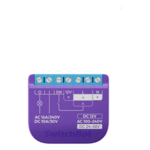 SWITCHBOT SWITCHBOTRELSWGD – Relé Switch Inteligente para Garaje / WiFi + BLE / Matter / Entrada 12-48V CC o 100-240V CA / Salida 30V 10A / 42 x 36 x 16 mm (1.7 x 1.4 x 0.6 in)