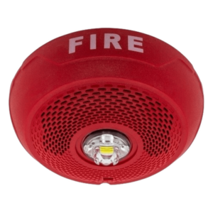SYSTEM SENSOR SPSCRLED – Bocina con Lámpara Estroboscópica LED / Montaje en Techo / Lente Rojo / Candela Seleccionable / 25-70.7 VRMS / 1/4-2 W
