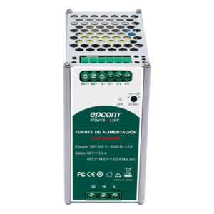 EPCOM POWERLINE SDR4805BK – Fuente de Alimentación Industrial / Riel DIN / 48 VCC / 5 A / 240 W / Eficiencia ≥ 90% / -20 a 70 °C / Cargador de Batería Integrado