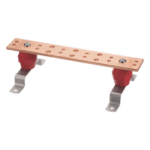 LINKEDPRO BY EPCOM LP-BUS-TMX122 – Barra Unión Telecom TMGB / 12 x 2 x 1/4 in / Cobre 100% / 6+12 Orificios / Montaje Muro Incluido / Aisladores Rojos / J-STD-607-A