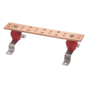 LINKEDPRO BY EPCOM LP-BUS-TMX122 – Barra Unión Telecom TMGB / 12 x 2 x 1/4 in / Cobre 100% / 6+12 Orificios / Montaje Muro Incluido / Aisladores Rojos / J-STD-607-A