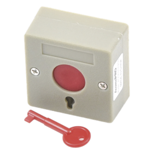 AccessPRO ACCESSPA53 – Botón de Pánico / Restablecimiento con Llave / Contactos NO/COM/NC 3A/24VDC / Material Ignífugo / 53x53x27 mm