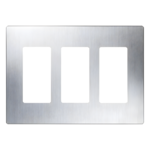 LUTRON ELECTRONICS CW3SS – Placa de Pared Decorativa / 3 Espacios / Screwless / Acero Inoxidable / Perfil 7.6 mm / Compatible Maestro, Diva, Pico