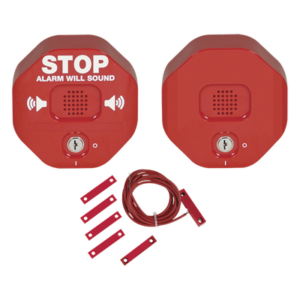 STI STI-6404 – Alarma de Puerta Multifunción / Sirena 95/105 dB / Bocina Remota / Puertas Dobles / Uso Interior / Señal de Alto Visible / Programable 30 seg, 3 min o Indefinido